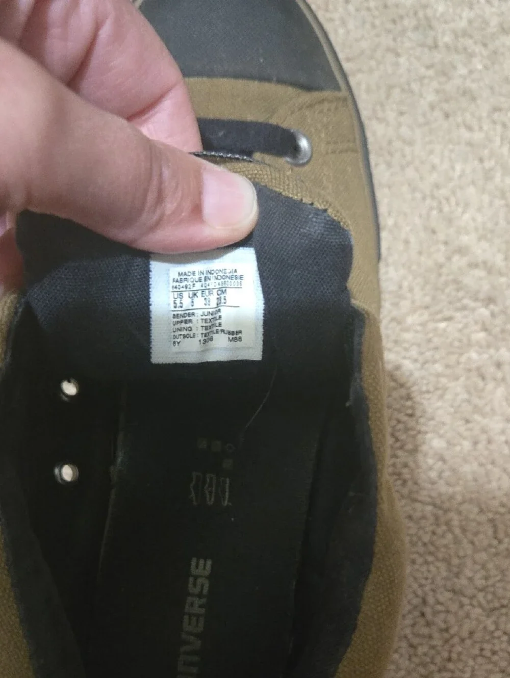 Converse Olive Green High-Top Canvas Sneakers with Black Accents